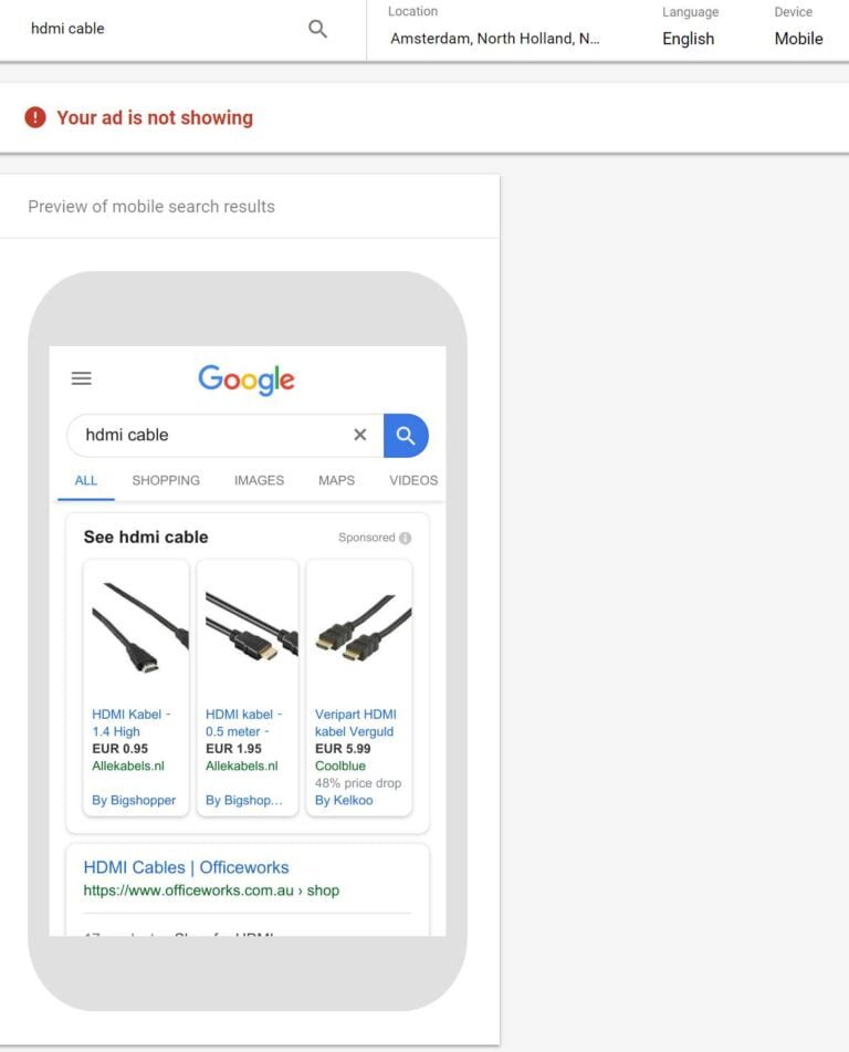Інструмент попереднього перегляду та діагностики Google Ads